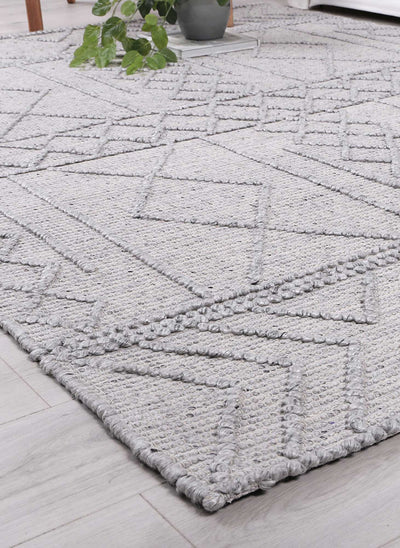 Hima Geometric Grey 1 Wool Blend Rug