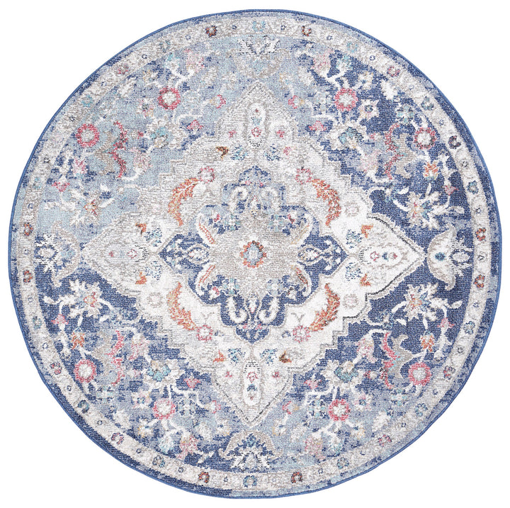 Sofia 35 Navy Multi Round Rug