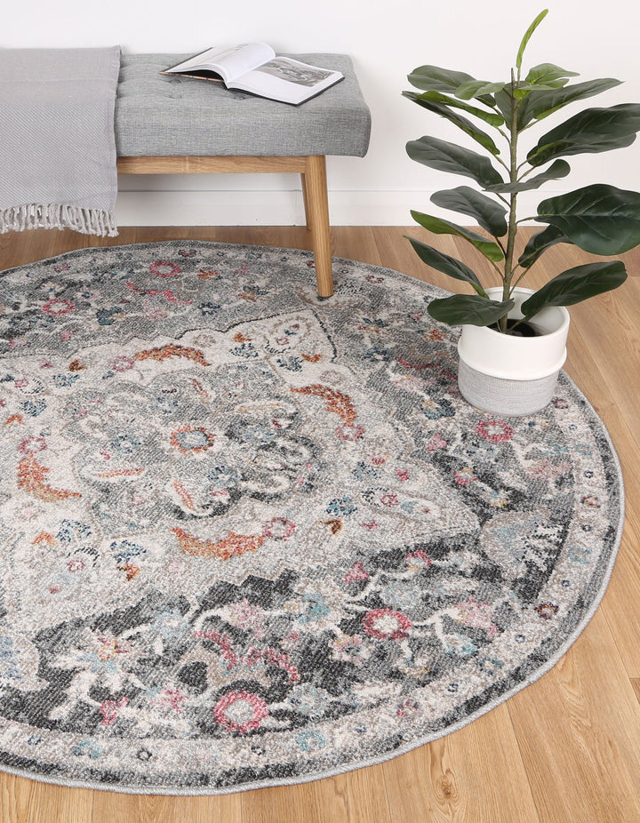 Sofia 34 Grey Round Rug