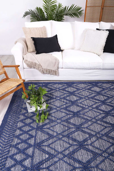 Hima Blue Wool Blend Rug