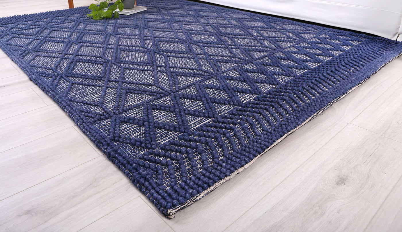 Hima Blue Wool Blend Rug