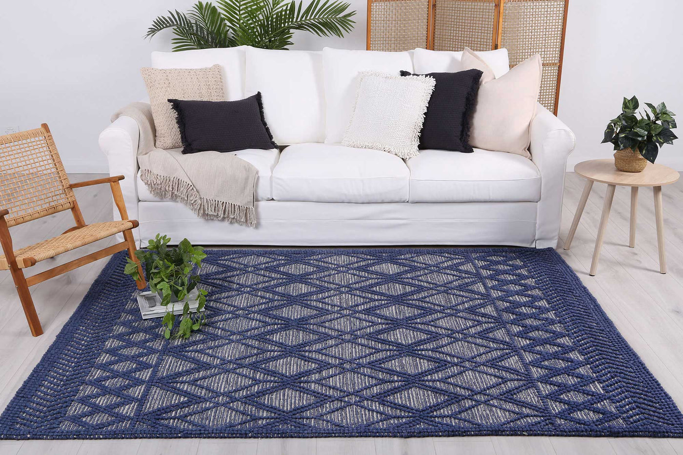 Hima Blue Wool Blend Rug