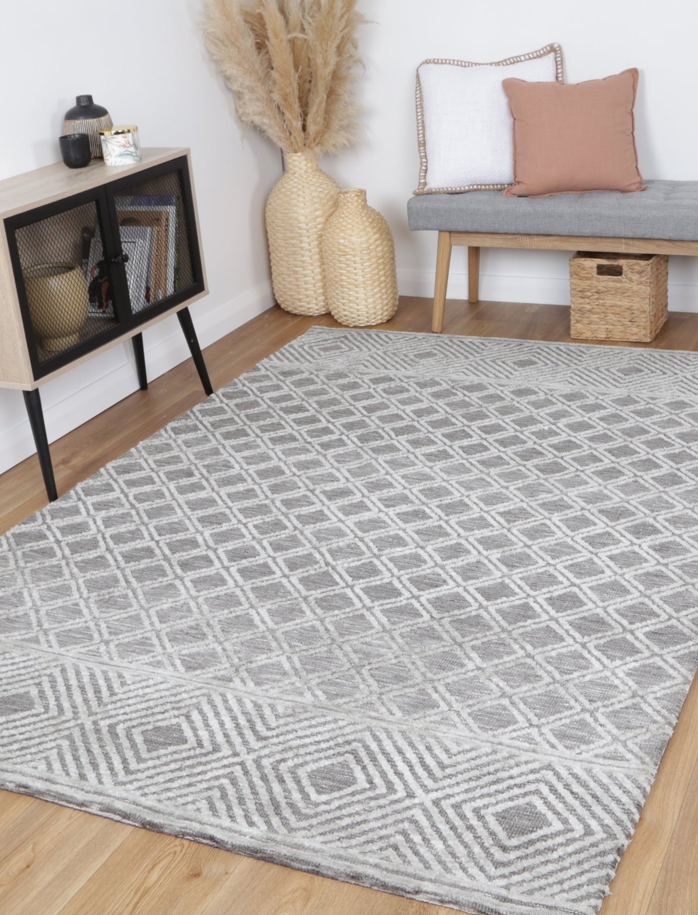 Amber Grey Cotton Blend Rug