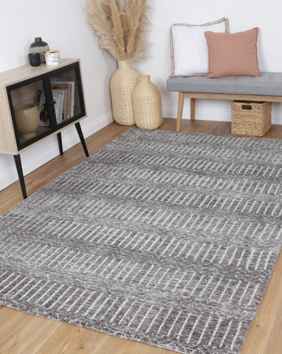 Amber Charcoal & Beige Cotton Blend Rug