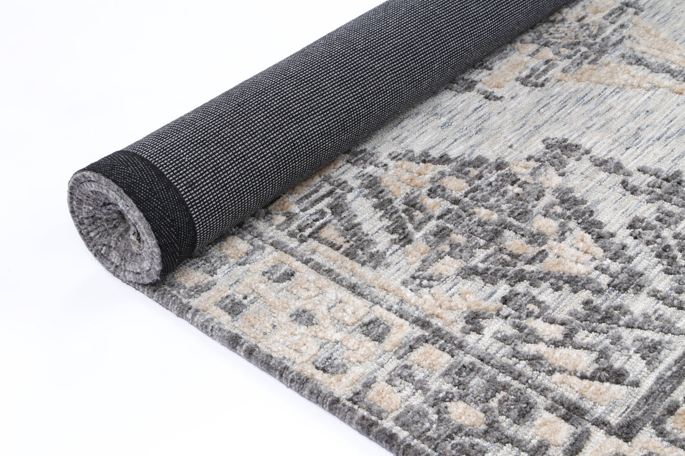 Amber Charcoal & Beige Cotton Blend Rug