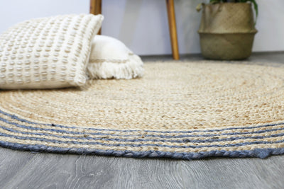 Abex Grey Jute Round Rug