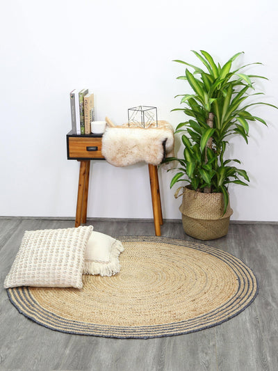 Abex Grey Jute Round Rug