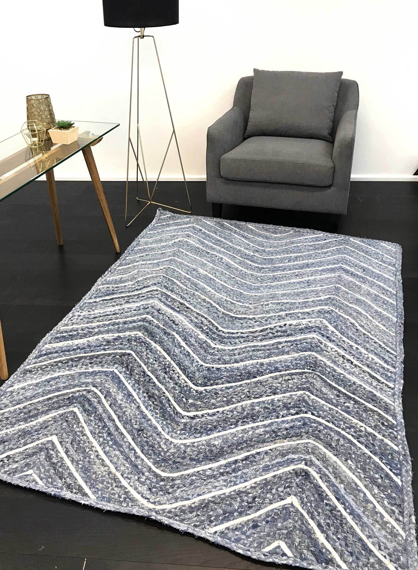 Wright 1 Denim and White Rug