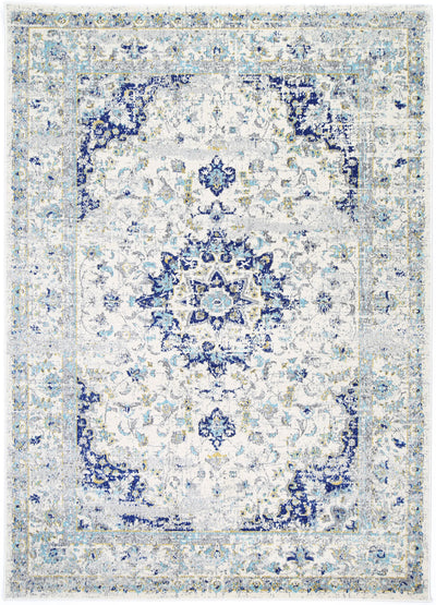 Ellias 13 Ivory and Blue Rug