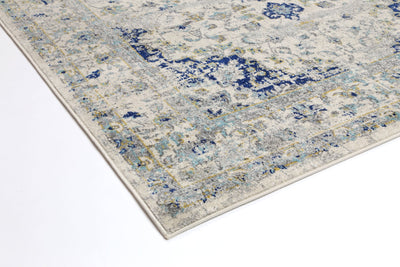 Ellias 13 Ivory and Blue Rug