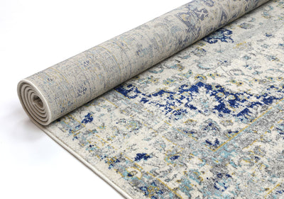 Ellias 13 Ivory and Blue Rug