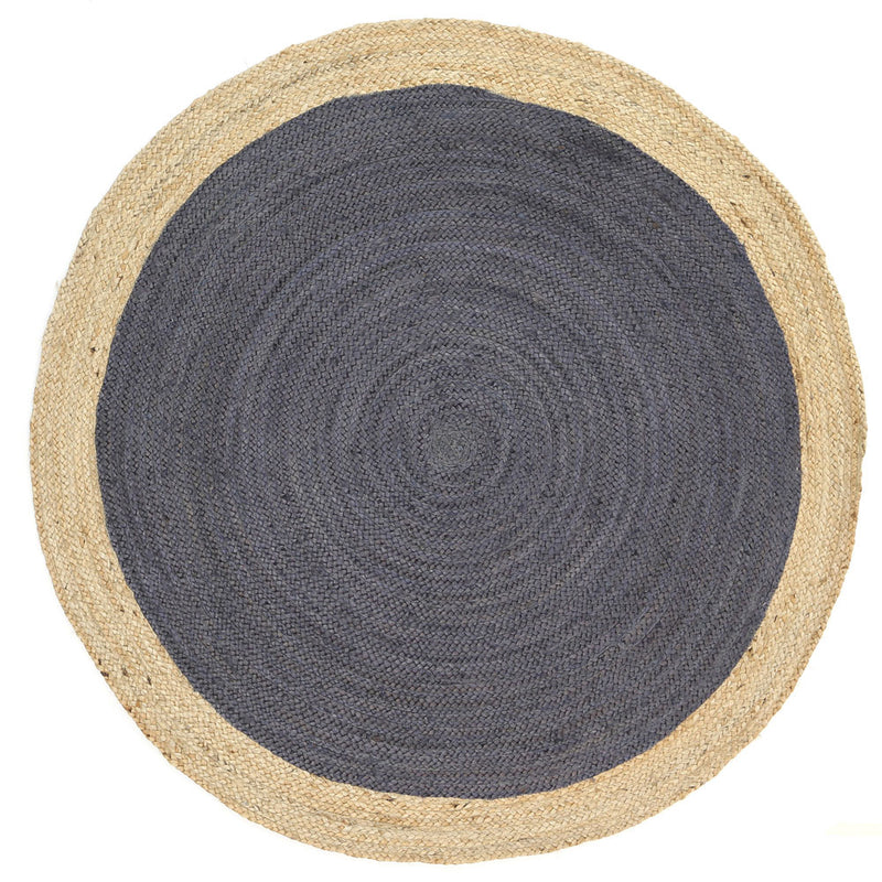 Madrid Centre Grey Jute Round Rug