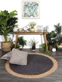 Madrid Centre Grey Jute Round Rug