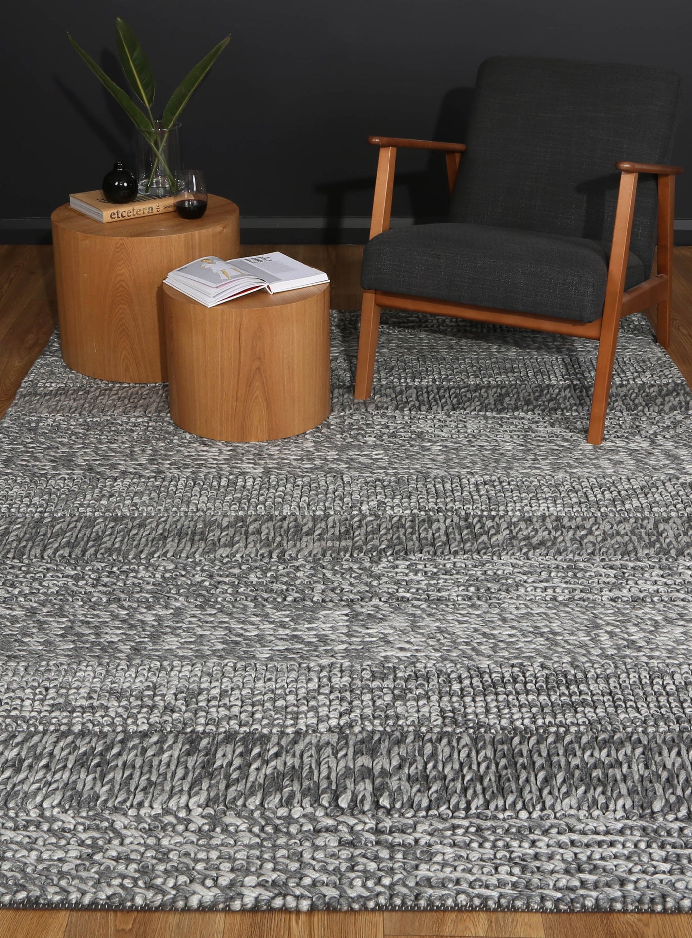 LA 2 Charcoal Wool Blend Rug