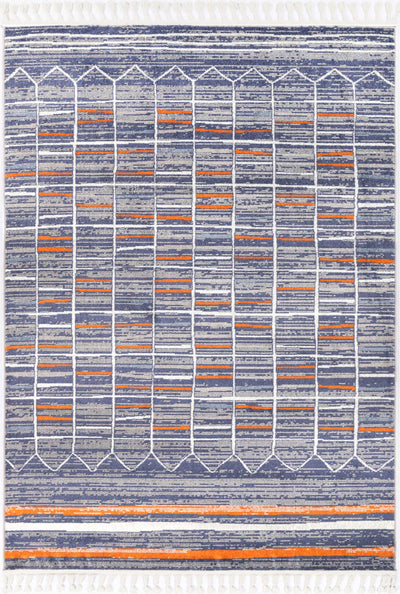 Yazd 50 Blue & Orange Contemporary Rug