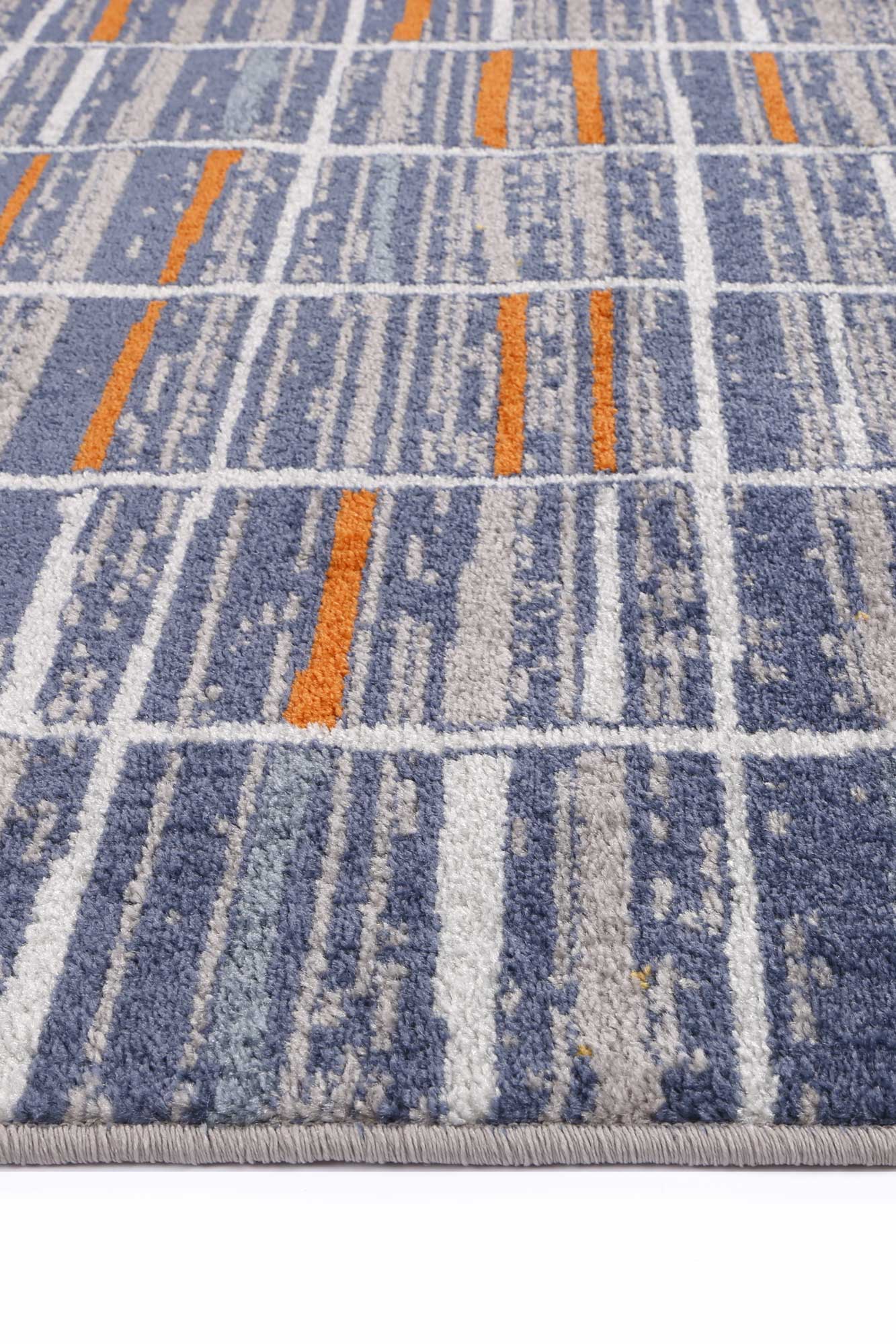 Yazd 50 Blue & Orange Contemporary Rug