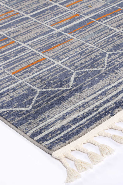 Yazd 50 Blue & Orange Contemporary Rug