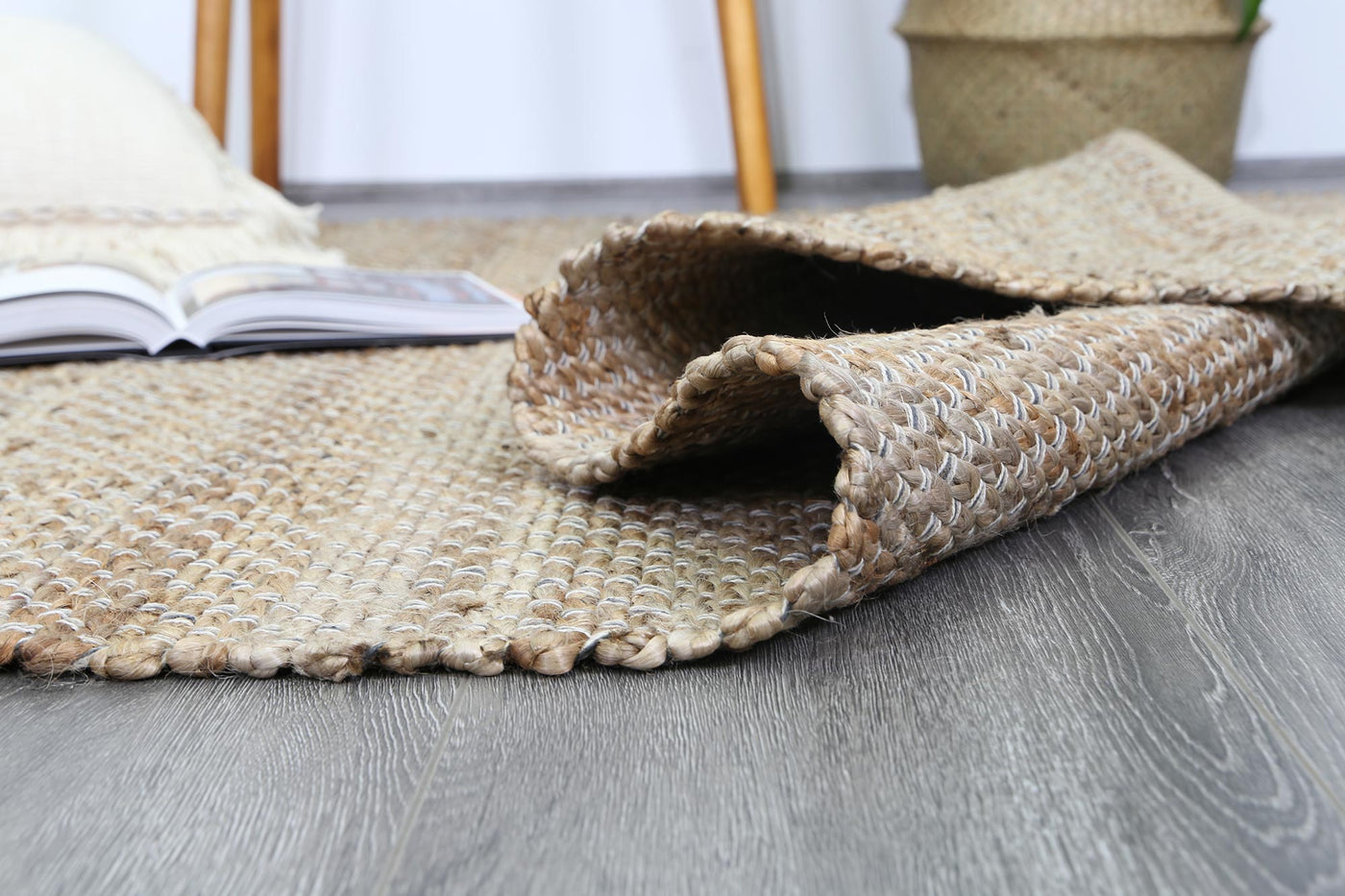 Azer Grey Natural Basket Weave Jute Rug