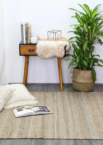 Azer Grey Natural Basket Weave Jute Rug